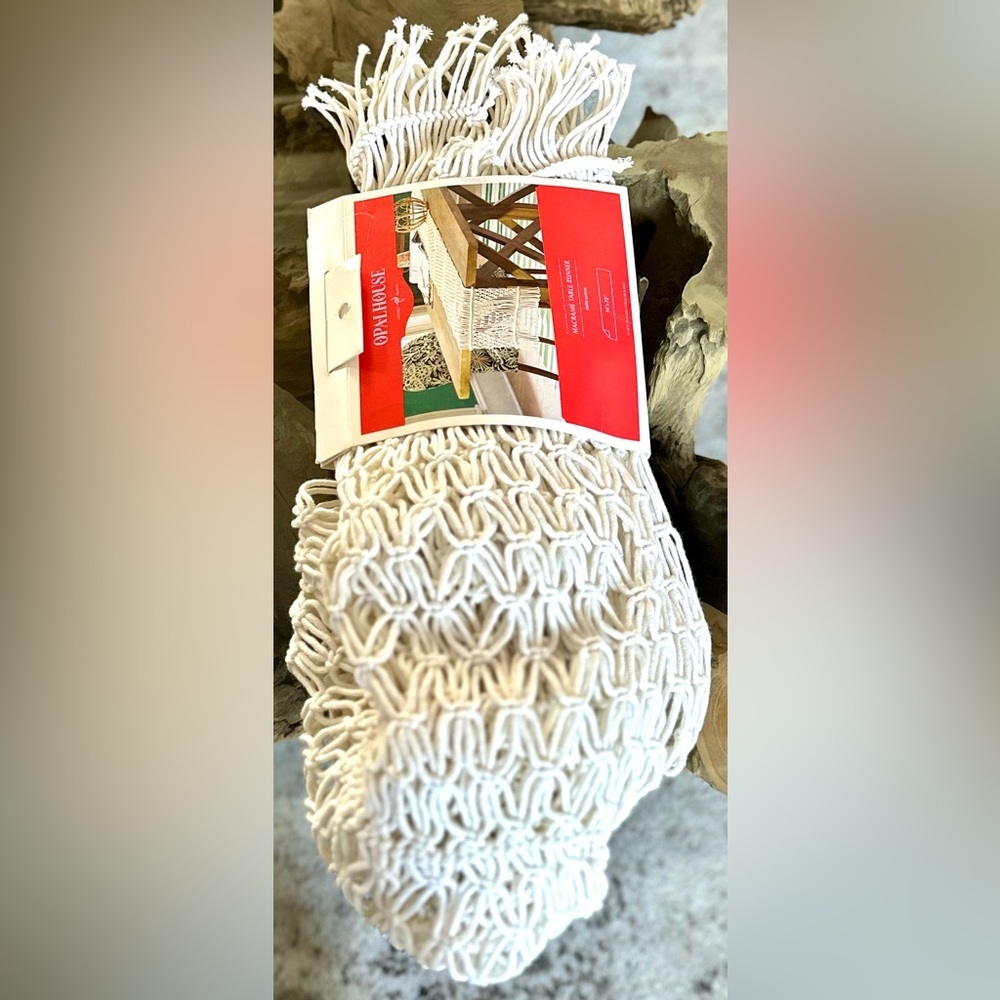 ‼️RARE‼️🎸OPALHOUSE🎸🔥NWT🔥Cotton Macrame Runner in white -72x14 - Picture 14 of 16
